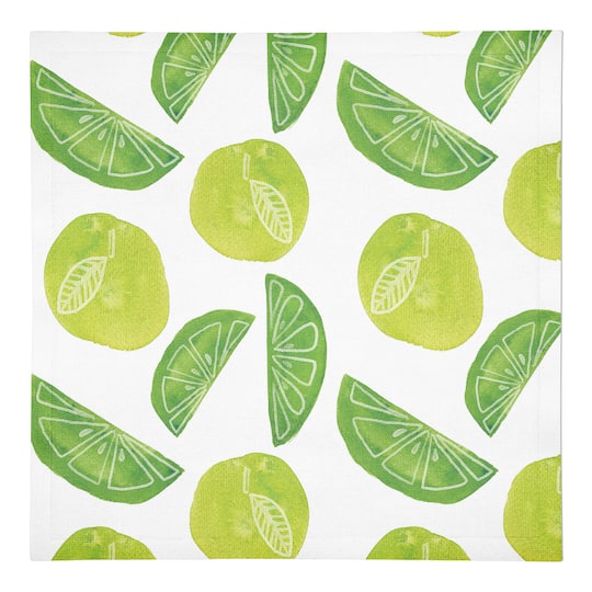 Lime Citrus Pattern 10&#x22; x 10&#x22; Cotton Twill Napkin